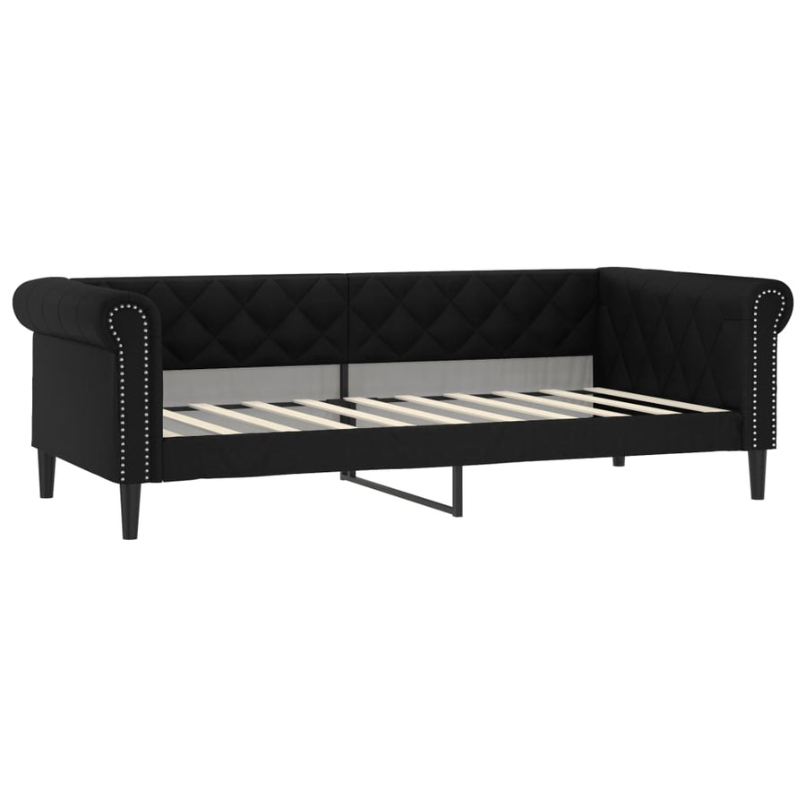 Slaapbank Kunstleer 90 x 190 cm Zwart zonder matras