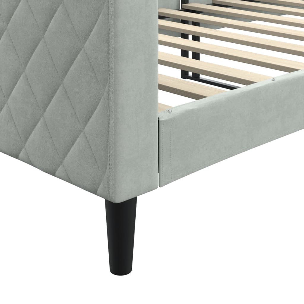 Slaapbank Fluweel 80x200 cm Lichtgrijs zonder matras