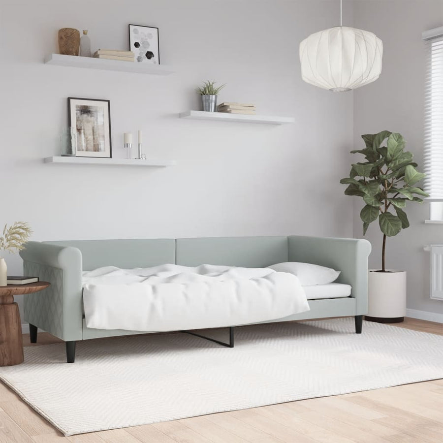 Slaapbank Fluweel 80x200 cm Lichtgrijs zonder matras