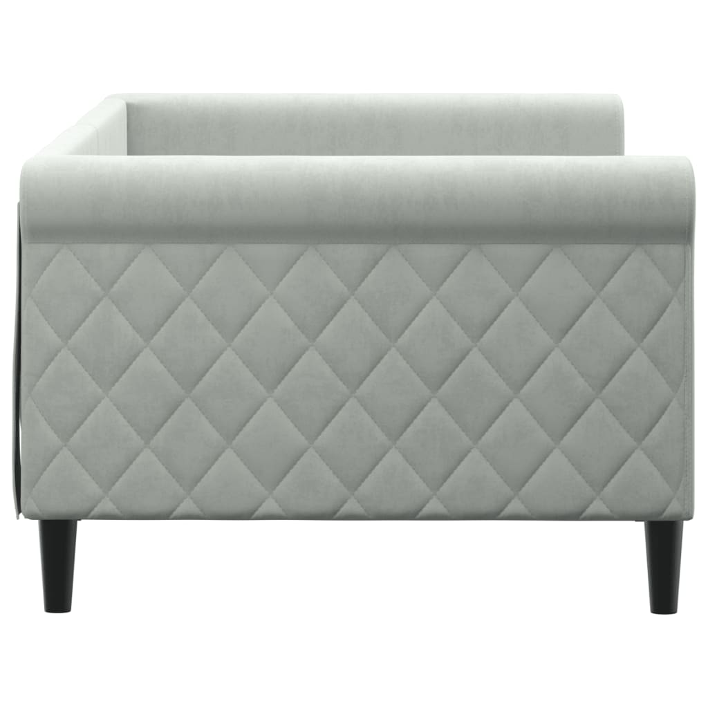 Slaapbank Fluweel 90x200 cm Lichtgrijs zonder matras