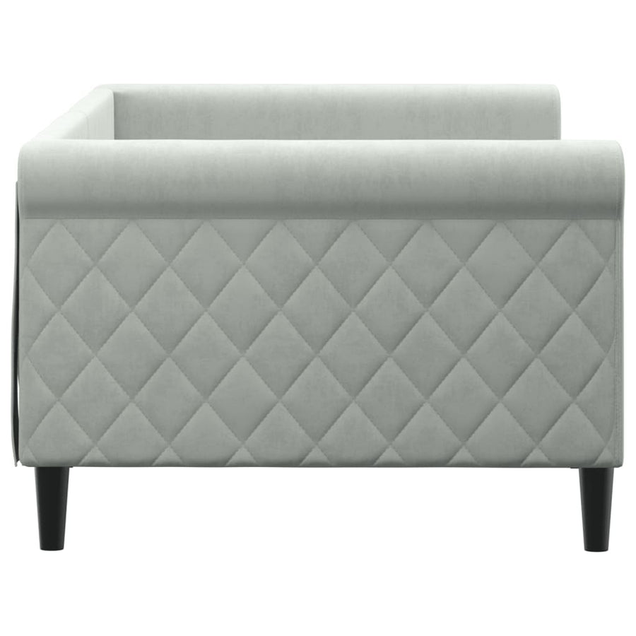 Slaapbank Fluweel 90x200 cm Lichtgrijs zonder matras