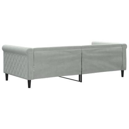 Slaapbank Fluweel 90x200 cm Lichtgrijs zonder matras