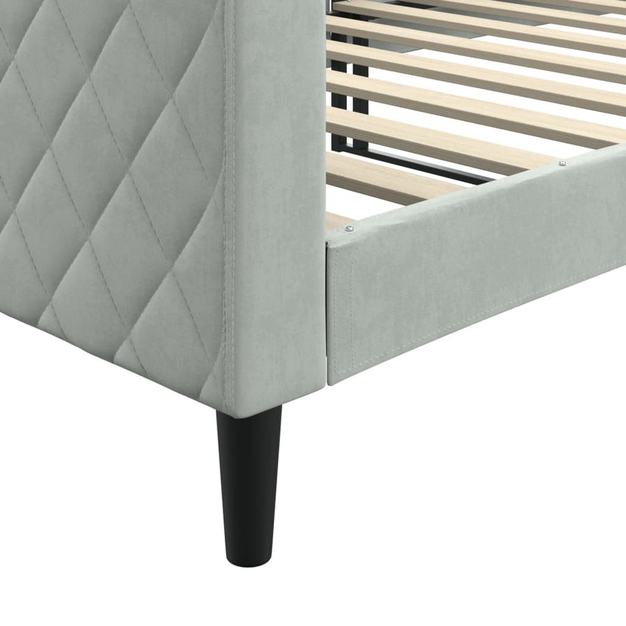 Slaapbank Fluweel 90x200 cm Lichtgrijs zonder matras