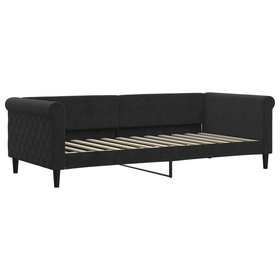 Slaapbank Fluweel 90x200 cm Zwart zonder matras