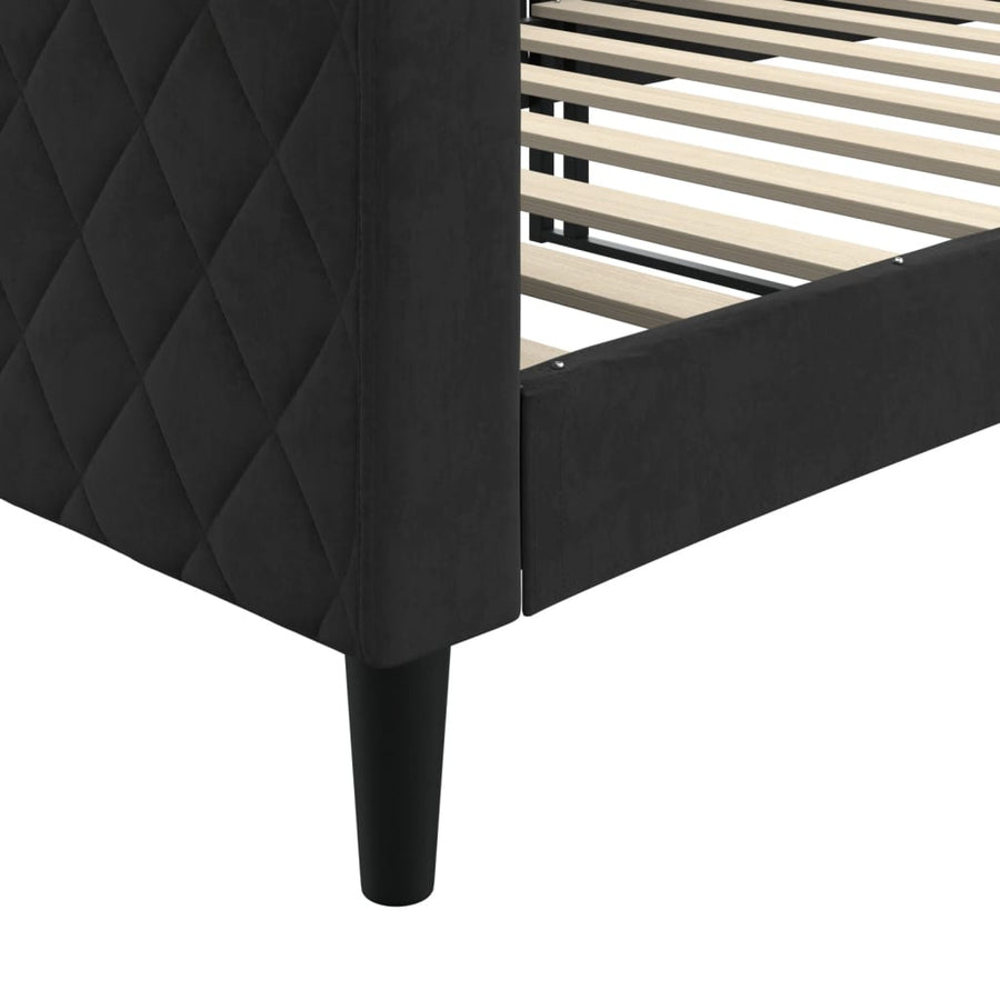 Slaapbank Fluweel 90x200 cm Zwart zonder matras
