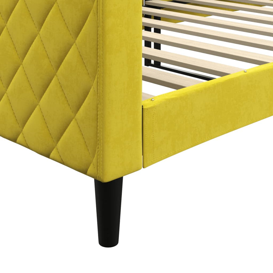 Slaapbank Fluweel 90x200 cm Geel zonder matras