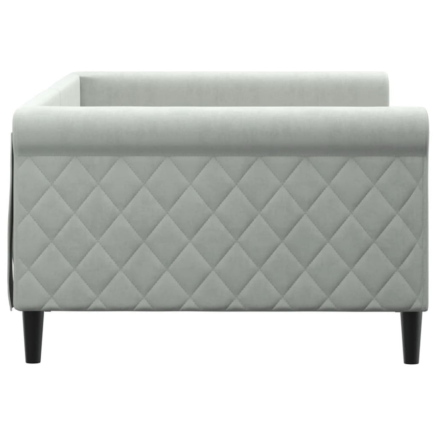 Slaapbank Fluweel 100x200 cm Lichtgrijs zonder matras