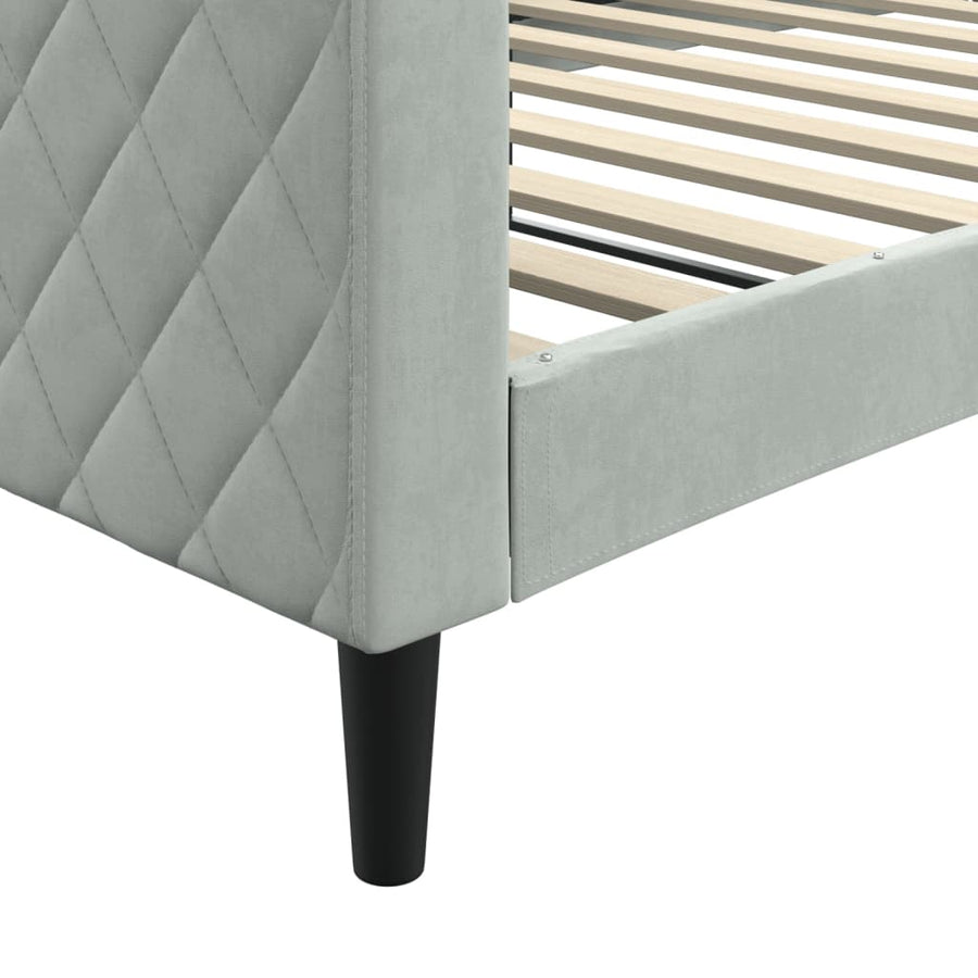 Slaapbank Fluweel 100x200 cm Lichtgrijs zonder matras
