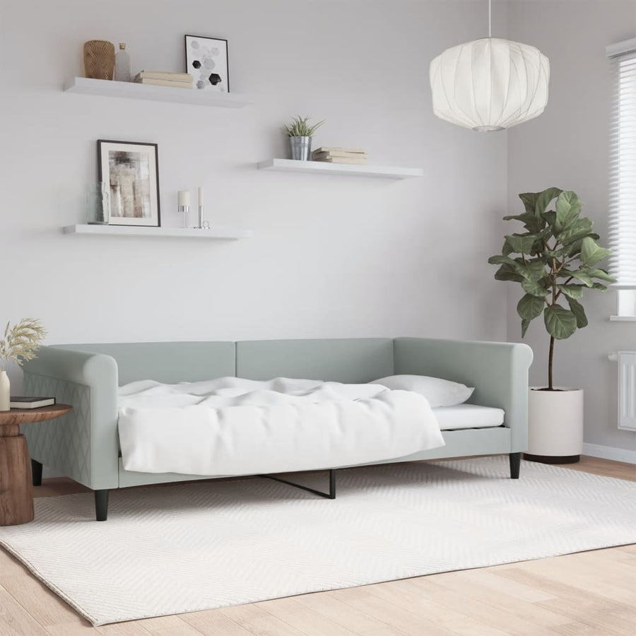 Slaapbank Fluweel 100x200 cm Lichtgrijs zonder matras