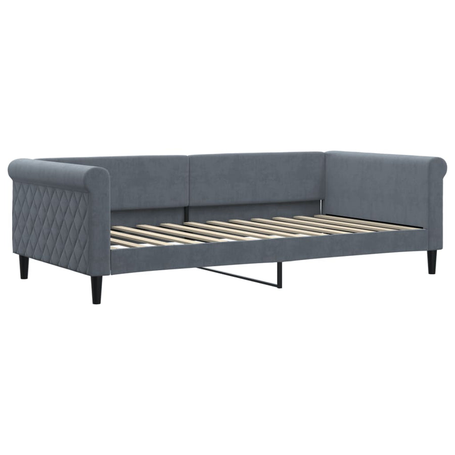 Slaapbank 100x200 cm fluweel donkergrijs