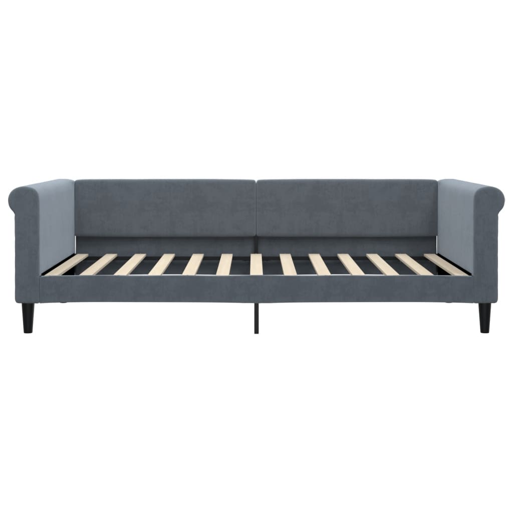 Slaapbank 100x200 cm fluweel donkergrijs