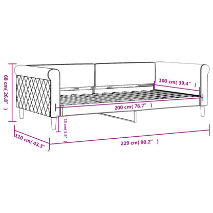 Slaapbank 100x200 cm fluweel donkergrijs