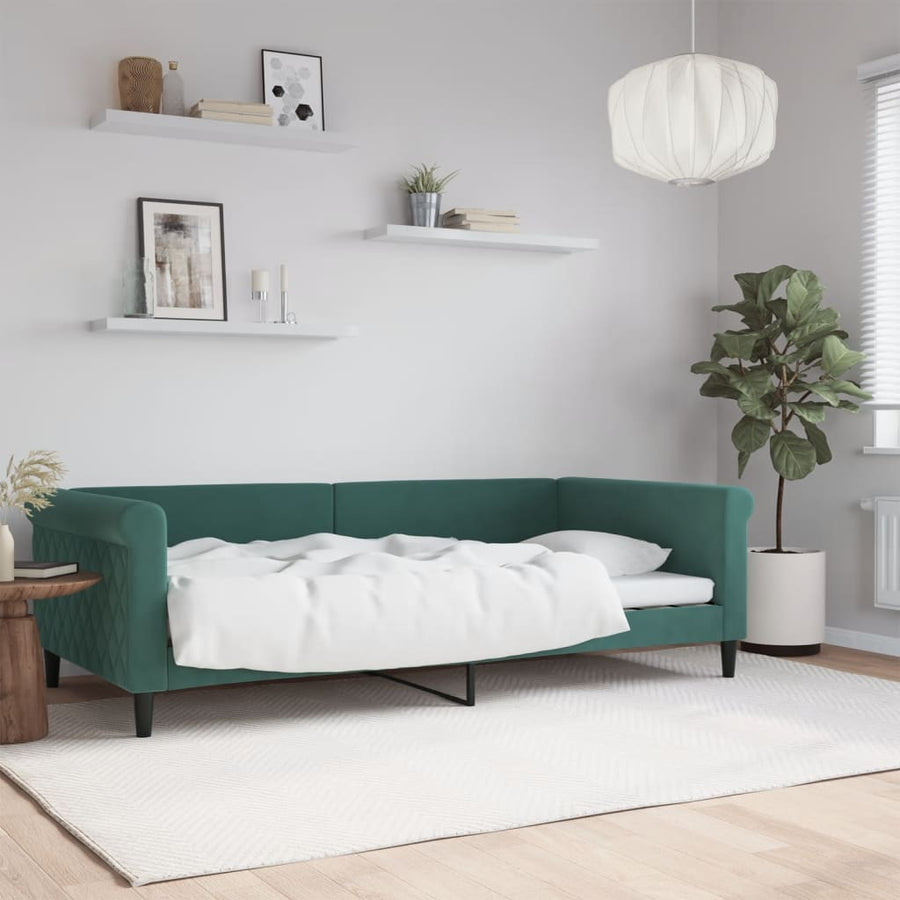 Slaapbank Fluweel 100x200 cm Donkergroen zonder matras