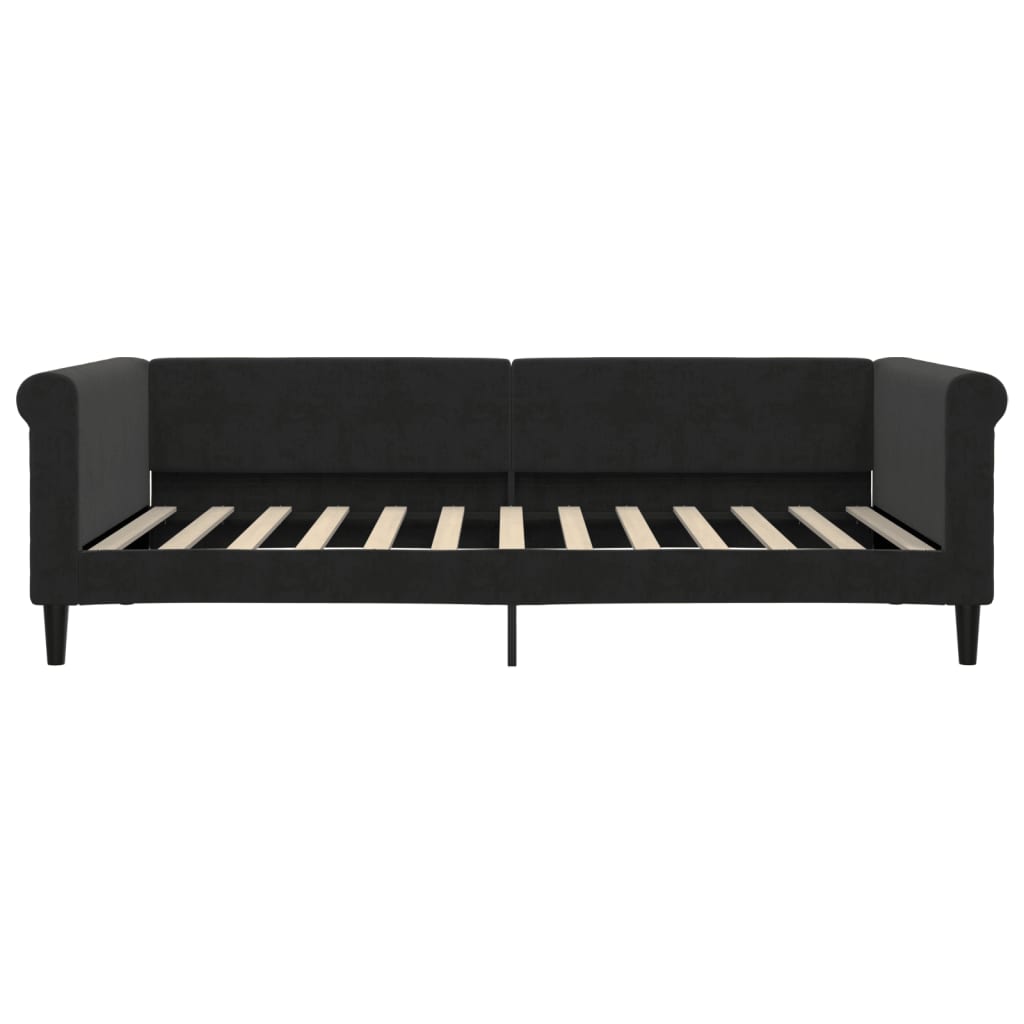 Slaapbank 100x200 cm fluweel zwart 100x200 cm Zwart