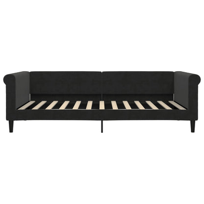 Slaapbank 100x200 cm fluweel zwart 100x200 cm Zwart