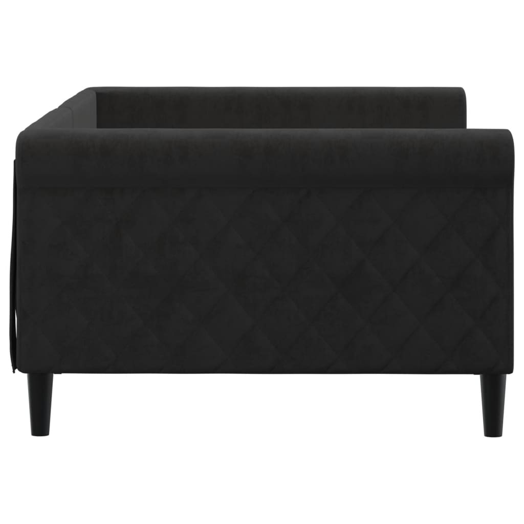 Slaapbank 100x200 cm fluweel zwart 100x200 cm Zwart