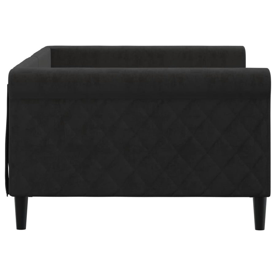 Slaapbank 100x200 cm fluweel zwart 100x200 cm Zwart