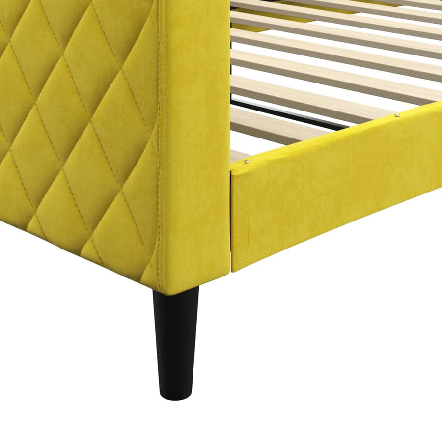 Slaapbank 100x200 cm fluweel geel