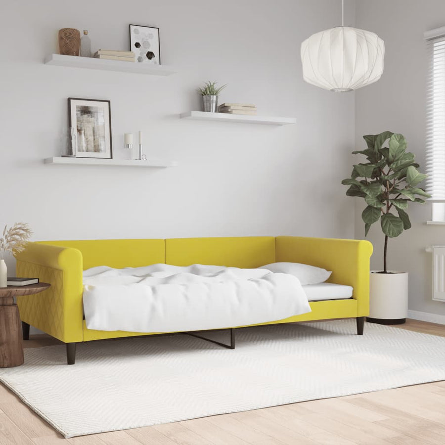 Slaapbank 100x200 cm fluweel geel