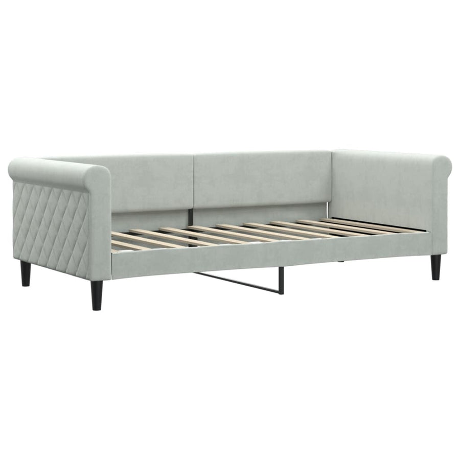 Slaapbank Fluweel 90x190 cm Lichtgrijs zonder matras