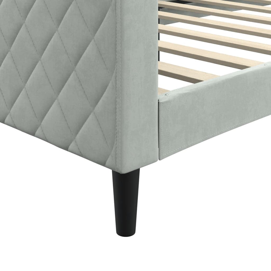 Slaapbank Fluweel 90x190 cm Lichtgrijs zonder matras