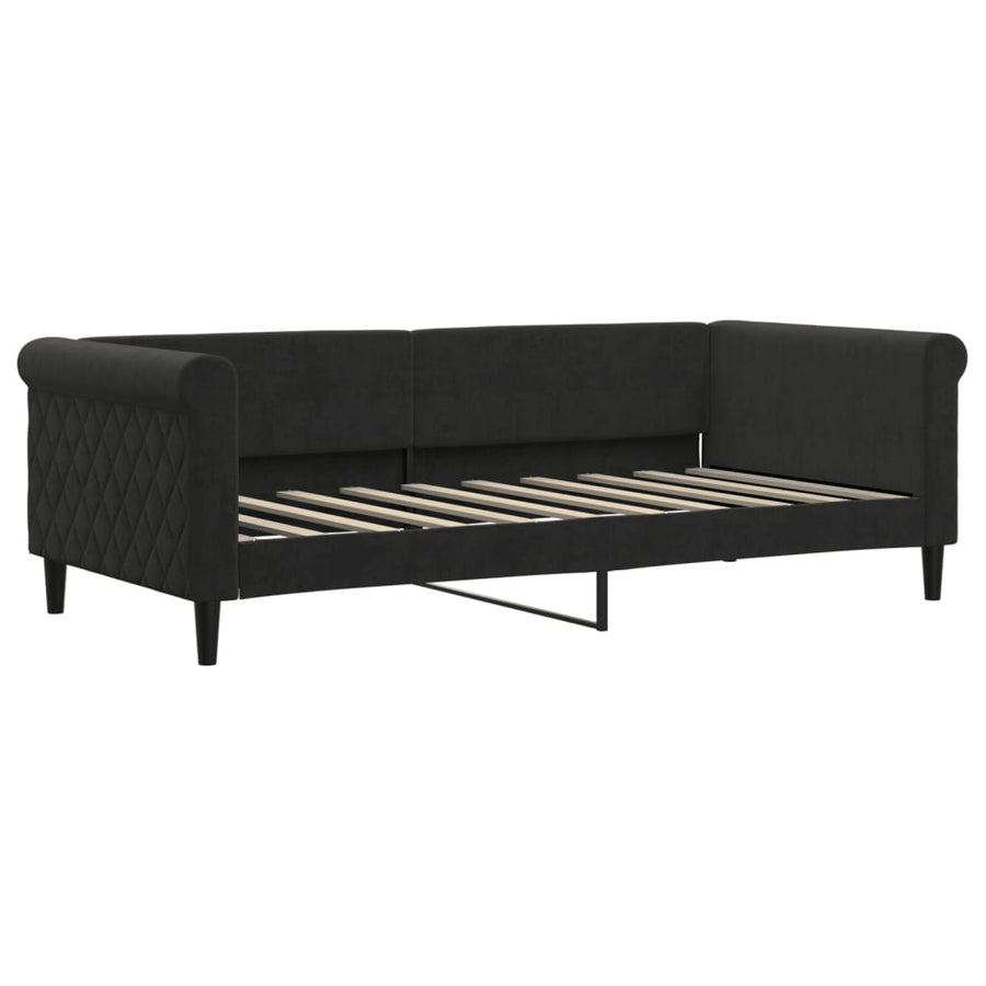 Slaapbank Fluweel 90x190 cm Zwart zonder matras