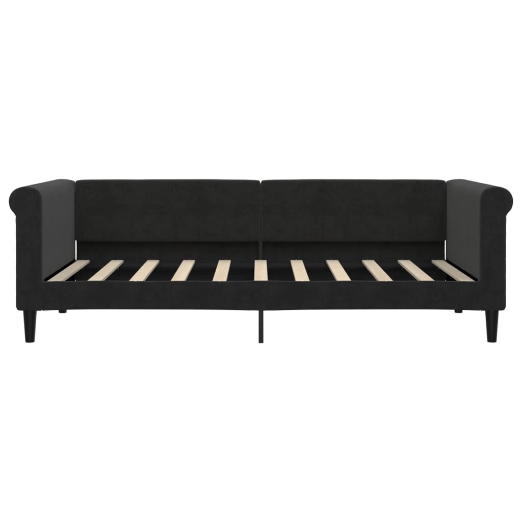 Slaapbank Fluweel 90x190 cm Zwart zonder matras