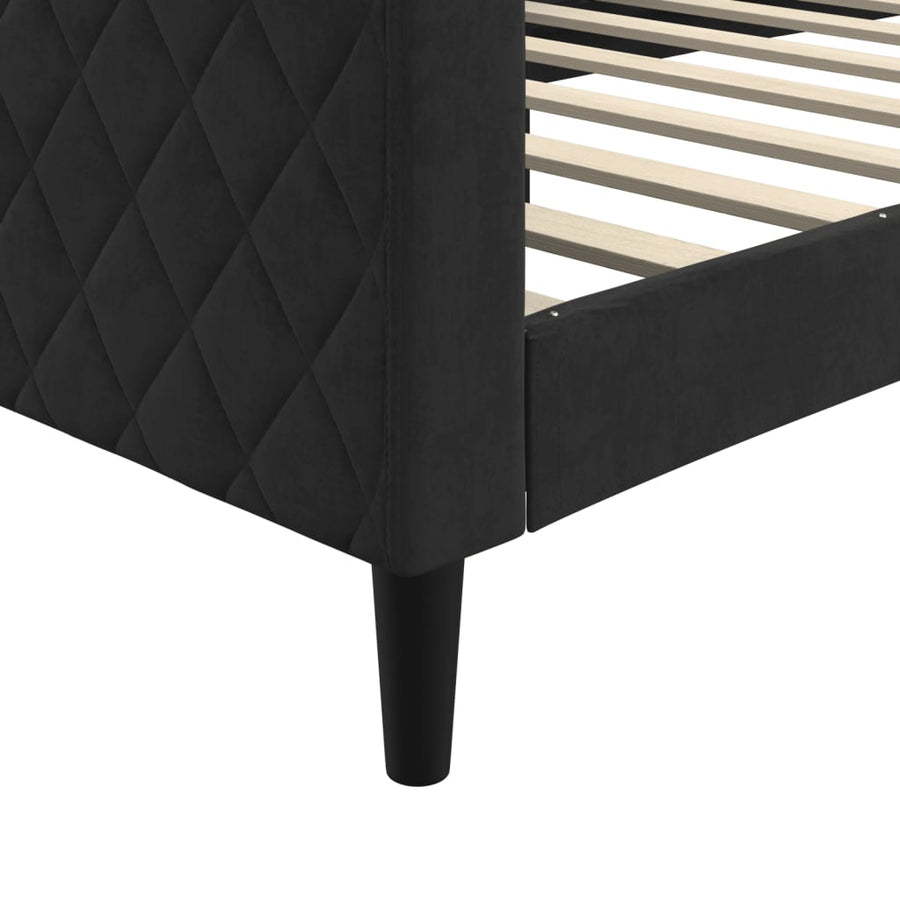 Slaapbank Fluweel 90x190 cm Zwart zonder matras