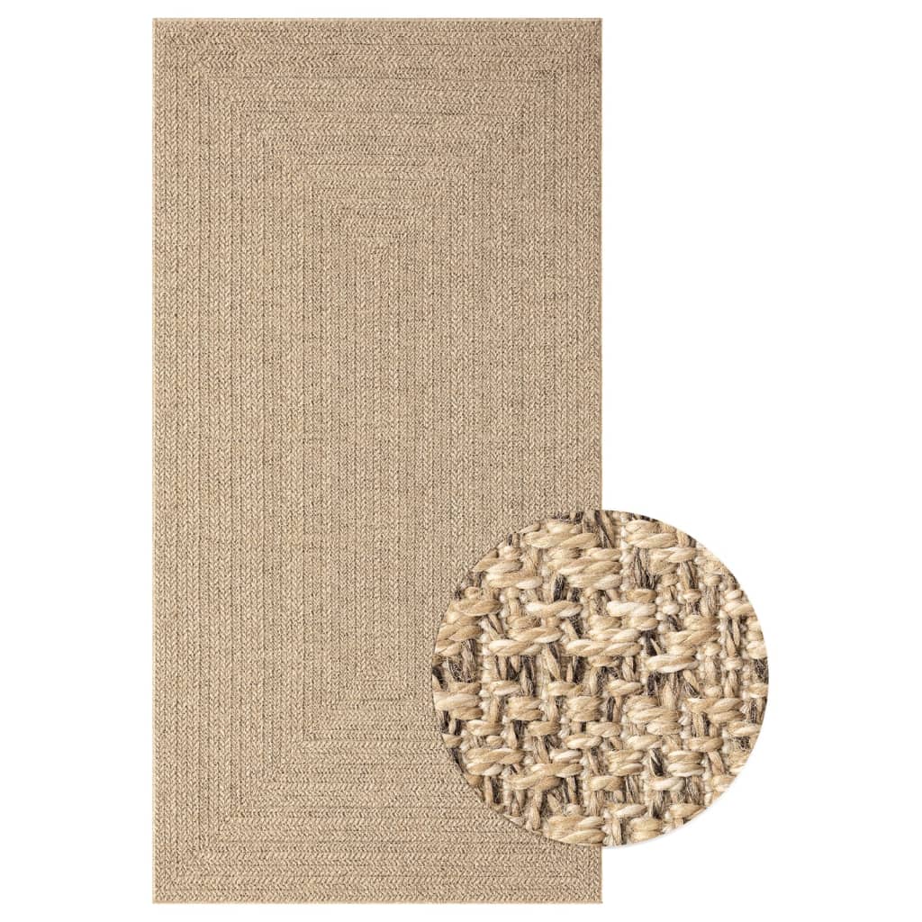 Vloerkleed Voor Binnen En Buiten Jute Look 80 x 150 cm Rechthoekig