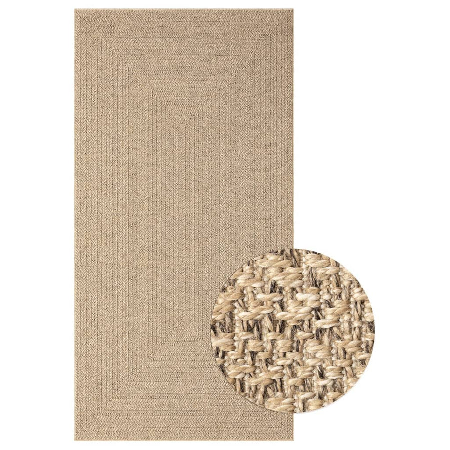 Vloerkleed Voor Binnen En Buiten Jute Look 80 x 150 cm Rechthoekig
