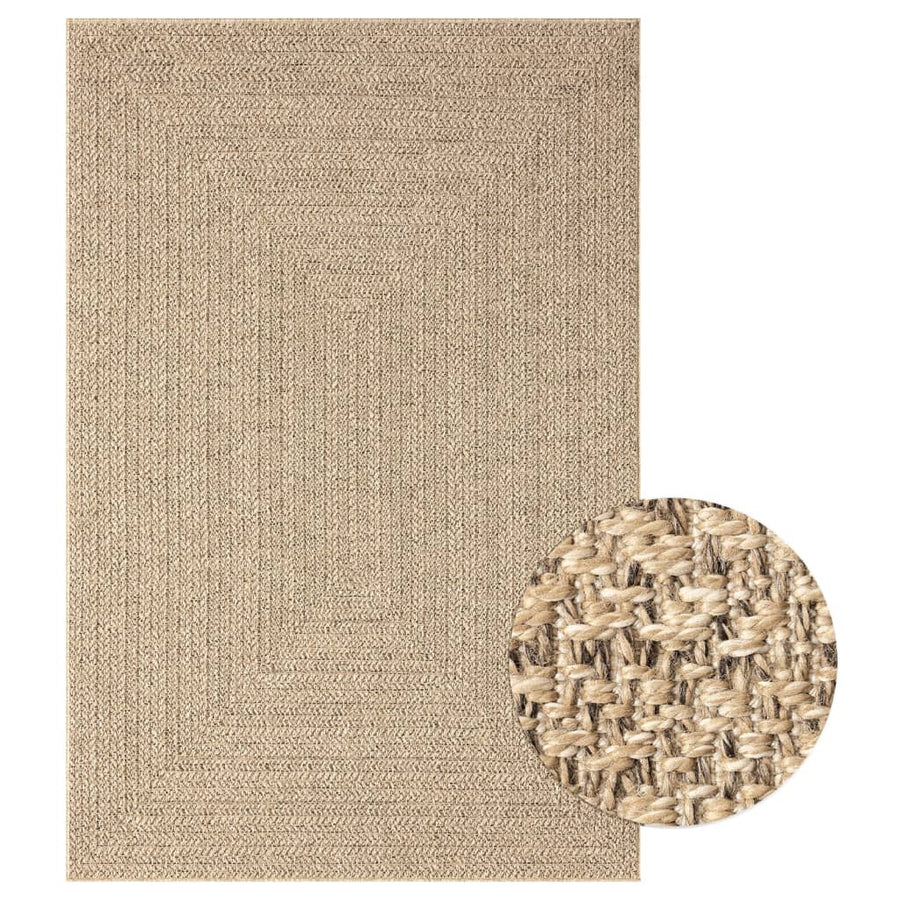 Vloerkleed 140x200 cm voor binnen en buiten jute look 140 x 200 cm Rechthoekig