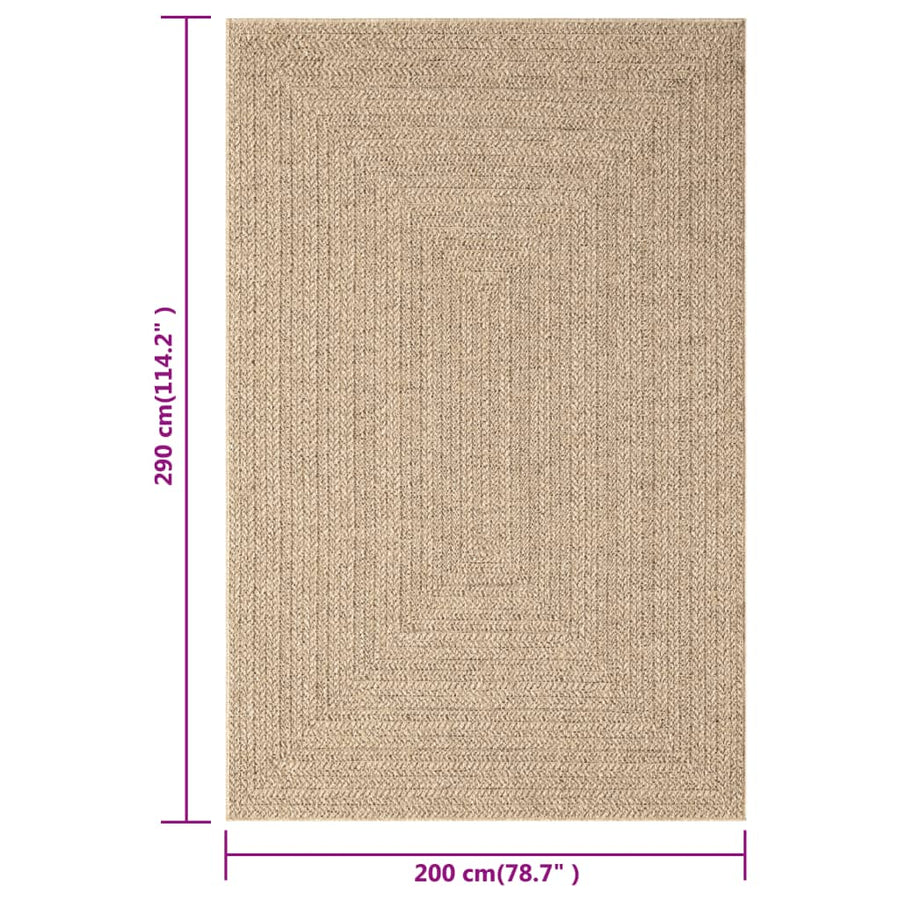 Vloerkleed Voor Binnen En Buiten Jute Look 200 x 290 cm Rechthoekig