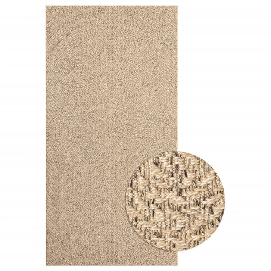 Vloerkleed Voor Binnen En Buiten Jute Look 80 x 150 cm Rond Rechthoekig