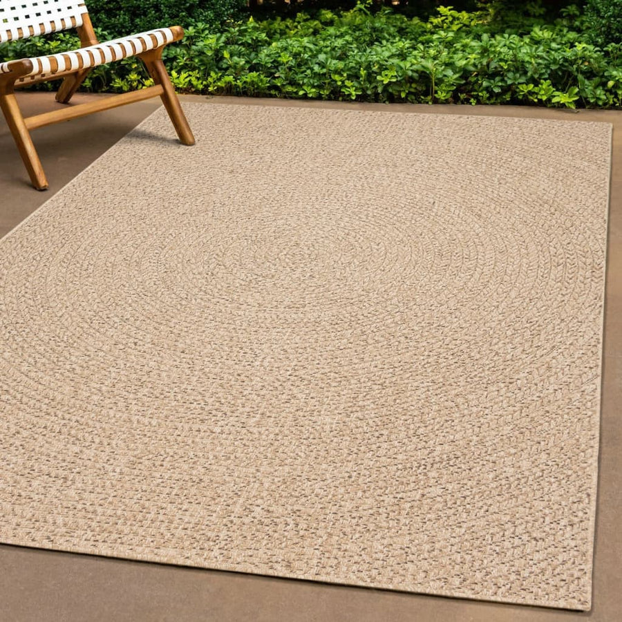 Vloerkleed Voor Binnen En Buiten Jute Look 80 x 150 cm Rond Rechthoekig