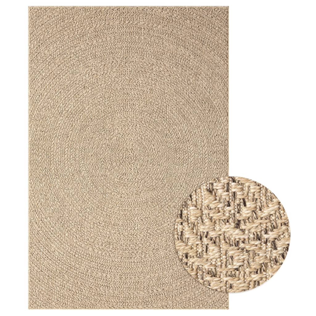 Vloerkleed Voor Binnen En Buiten Jute Look 140 x 200 cm Rond Rechthoekig