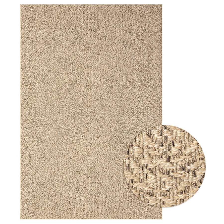 Vloerkleed Voor Binnen En Buiten Jute Look 140 x 200 cm Rond Rechthoekig