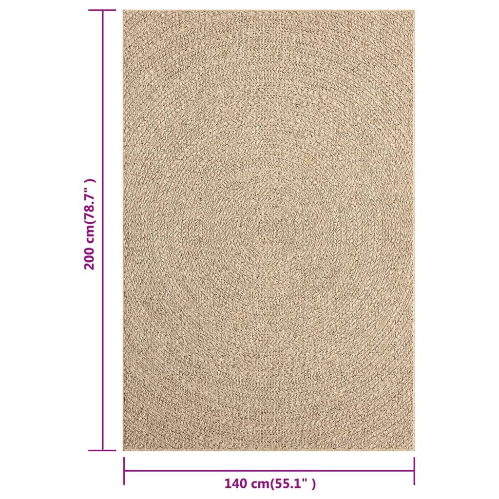 Vloerkleed Voor Binnen En Buiten Jute Look 140 x 200 cm Rond Rechthoekig
