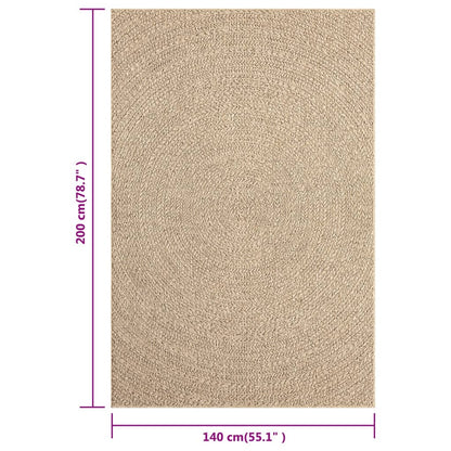 Vloerkleed Voor Binnen En Buiten Jute Look 140 x 200 cm Rond Rechthoekig