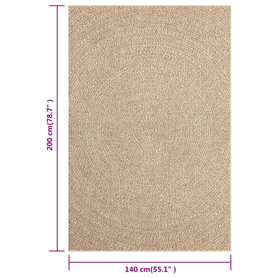 Vloerkleed Voor Binnen En Buiten Jute Look 140 x 200 cm Rond Rechthoekig
