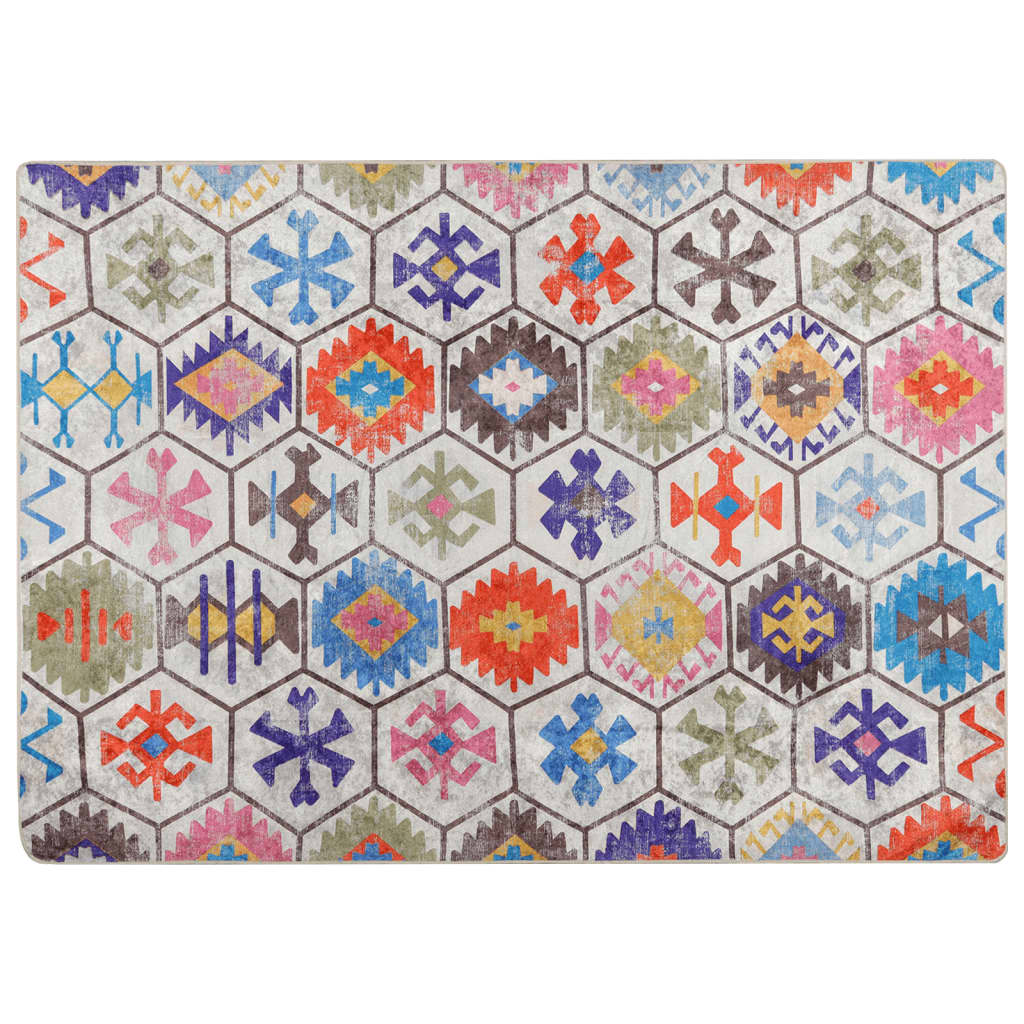 Vloerkleed Wasbaar Anti-Slip Meerkleurig Blauw En Wit 80 x 150 cm