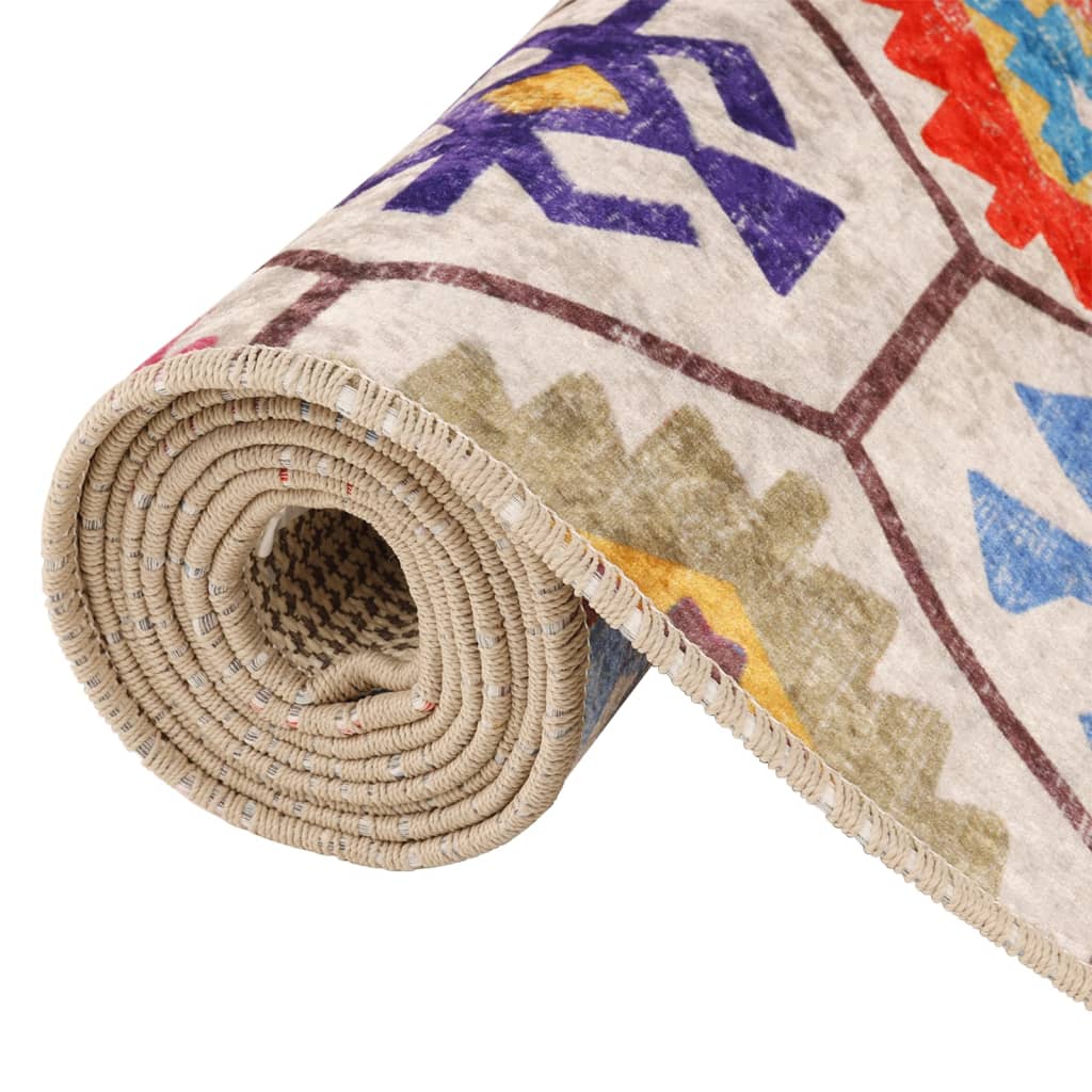 Vloerkleed Wasbaar Anti-Slip Meerkleurig Blauw En Wit 80 x 150 cm