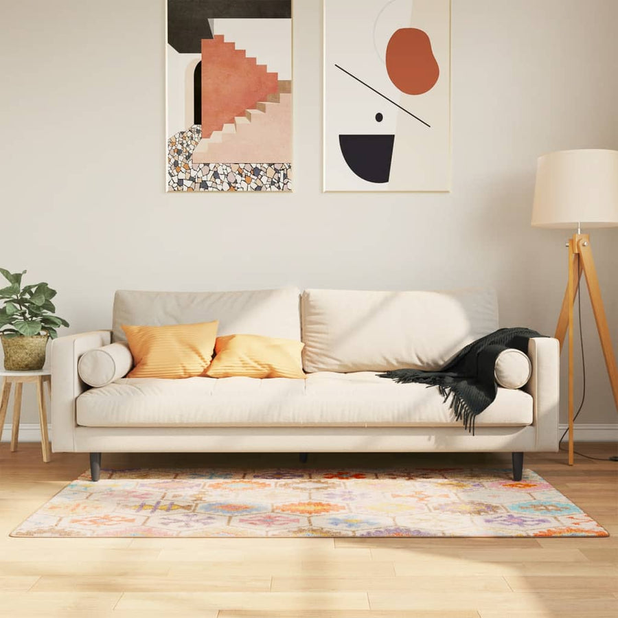 Vloerkleed Wasbaar Anti-Slip Meerkleurig Blauw En Wit 80 x 150 cm