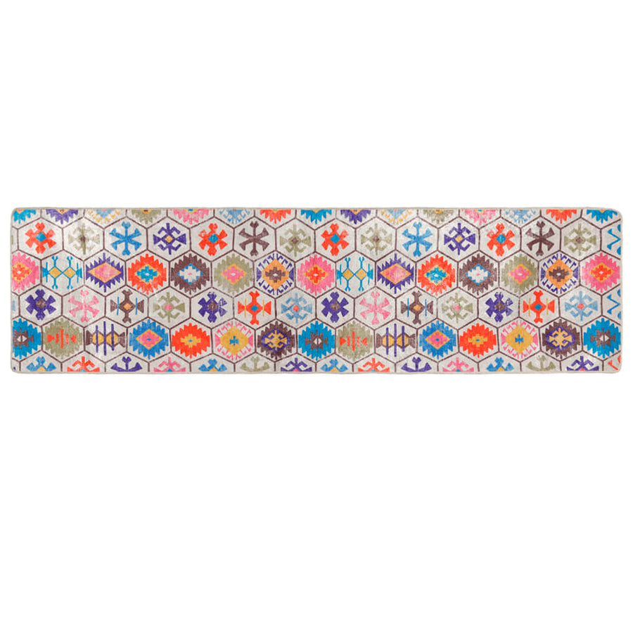 Vloerkleed Wasbaar Anti-Slip Meerkleurig Blauw En Wit 80 x 300 cm
