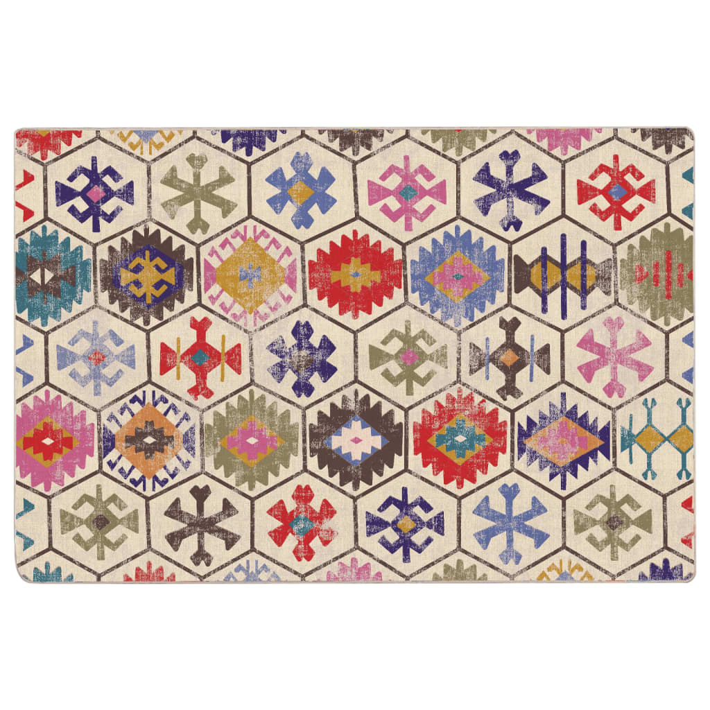 Vloerkleed Wasbaar Anti-Slip Meerkleurig Blauw En Wit 120 x 180 cm