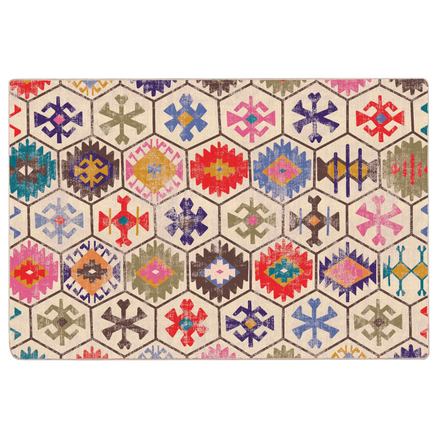 Vloerkleed Wasbaar Anti-Slip Meerkleurig Blauw En Wit 120 x 180 cm