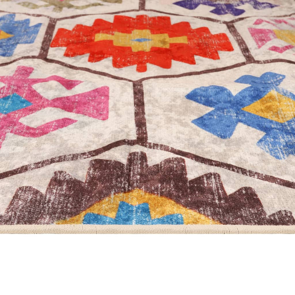Vloerkleed Wasbaar Anti-Slip Meerkleurig Blauw En Wit 120 x 180 cm