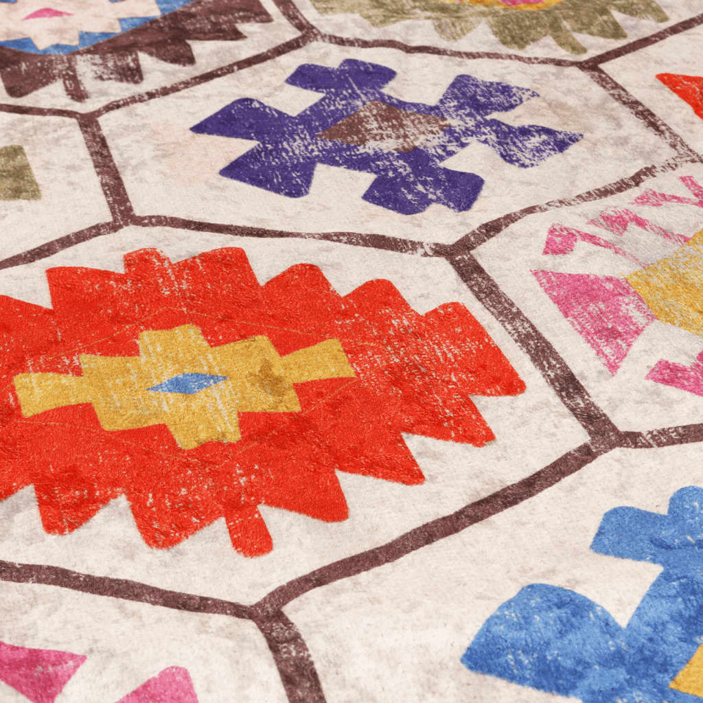 Vloerkleed Wasbaar Anti-Slip Meerkleurig Blauw En Wit 160 x 230 cm