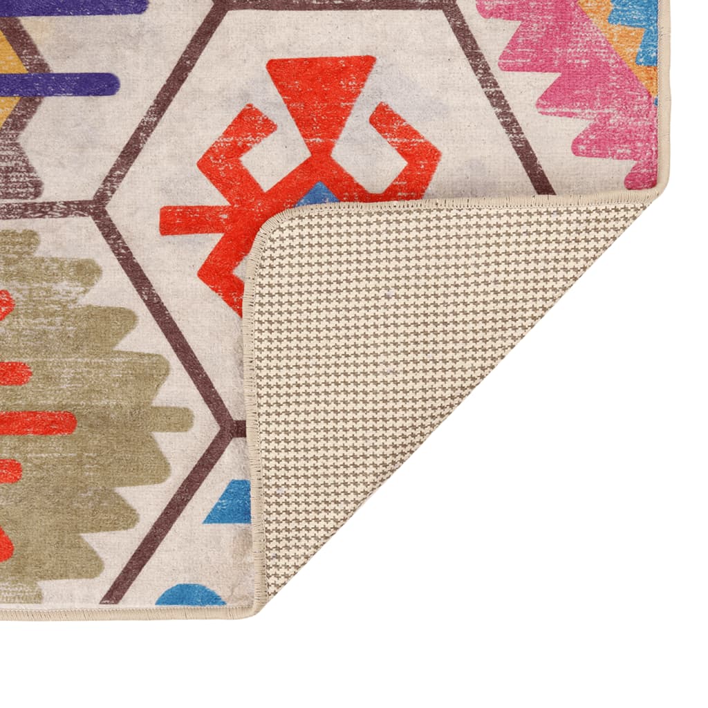 Vloerkleed Wasbaar Anti-Slip Meerkleurig Blauw En Wit 190 x 300 cm