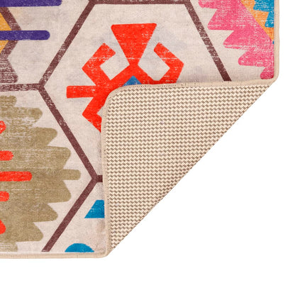 Vloerkleed Wasbaar Anti-Slip Meerkleurig Blauw En Wit 190 x 300 cm