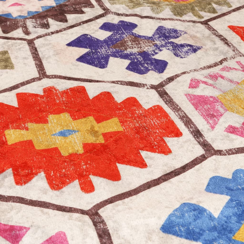 Vloerkleed Wasbaar Anti-Slip Meerkleurig Blauw En Wit 190 x 300 cm